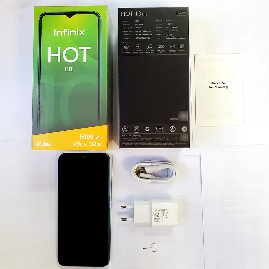 Global Version Infinix Hot 10 Lite X657C 6.6''HD+ 2GB 32GB 1600*720 5000mAh 13MP Triple Camera 10WCharger Helio A20 Mobile Phone infinix cell phone