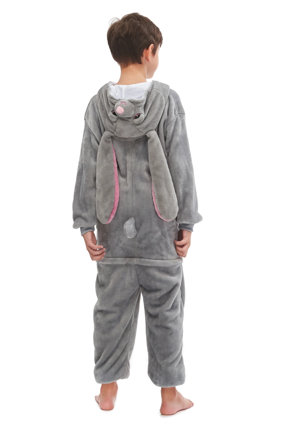 Детские кигуруми серого цвета с длинными ушками кролика детские пижамы костюмы