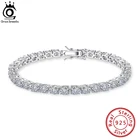 ORSA JEWELS 3 мм настоящий D Цвет Moissanite Теннисный браслет пройти Алмазный тестер GRA Сертифицированный 925 пробы серебряный браслет SMB06-3