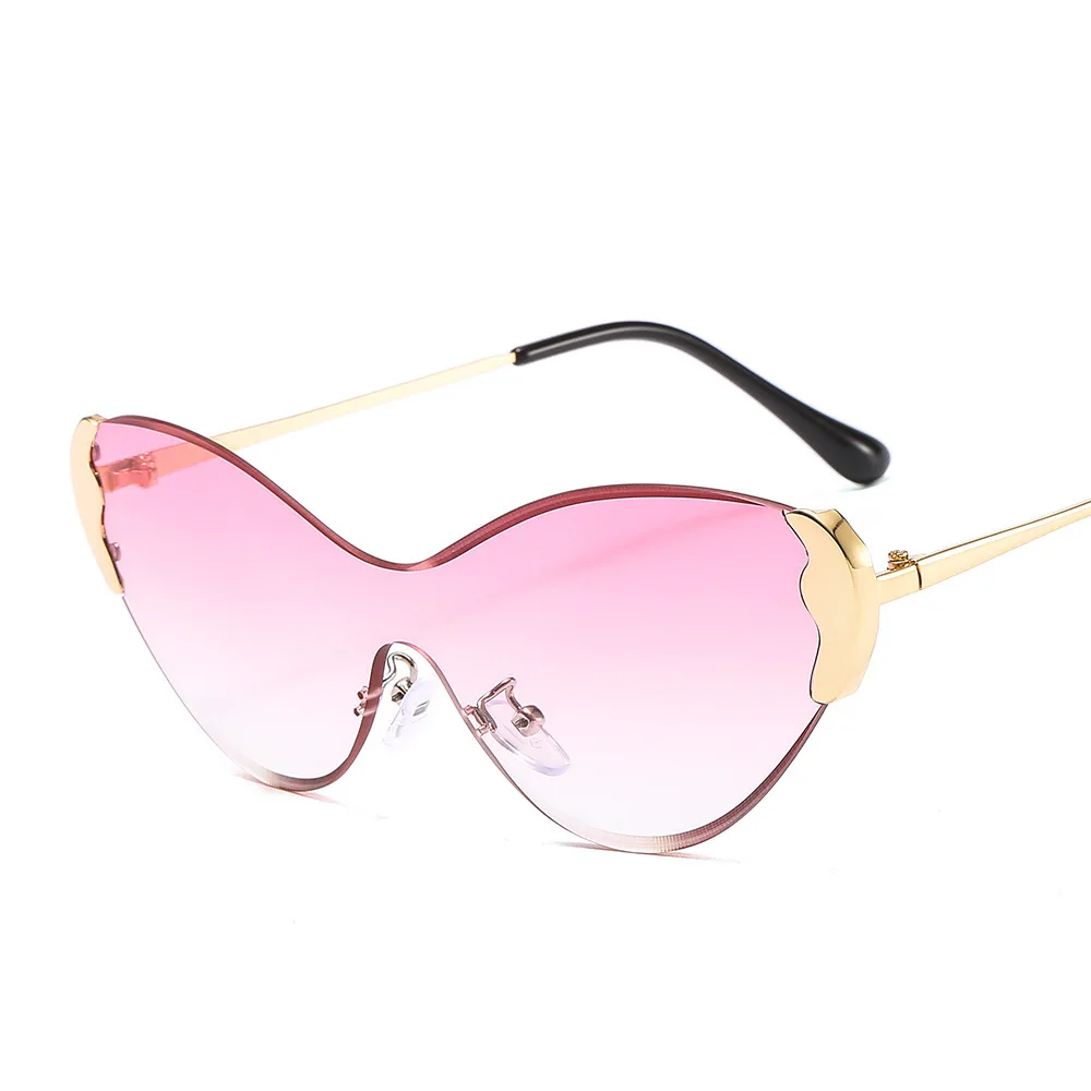 

r Fashion Cat Glasses Frameless Womens Sunglasses Trimmed Ladies Glasses