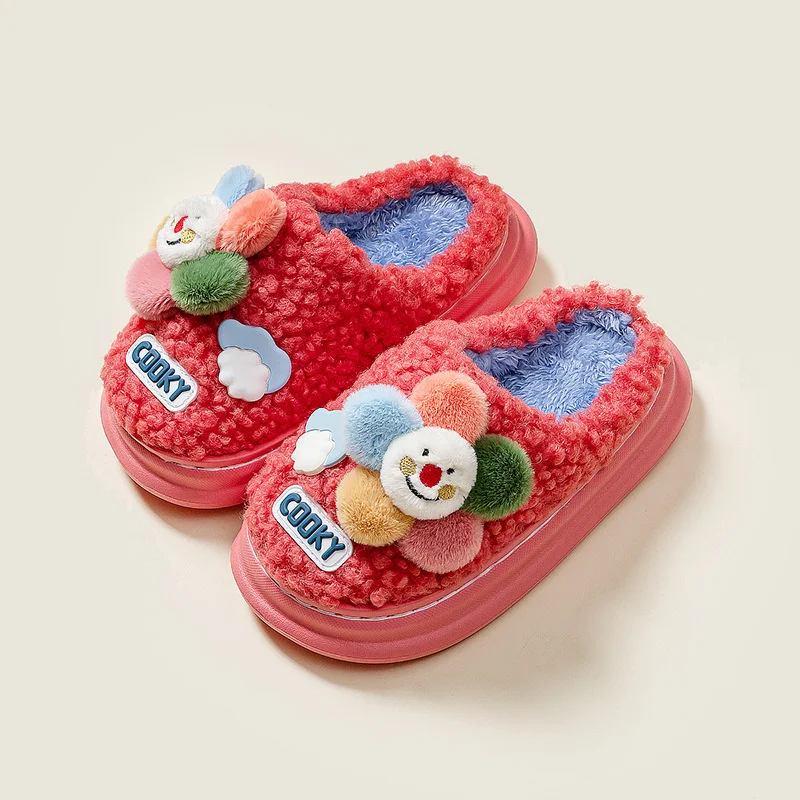 Тапочки детские плюшевые Нескользящие модные домашние тапочки с единорогом