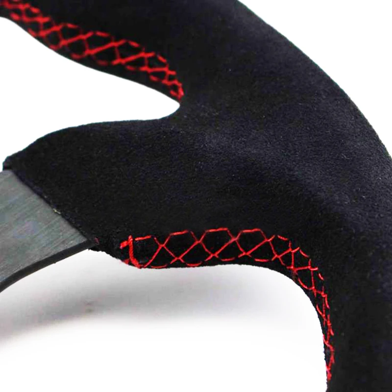

Car Styling D Shape 13inch Leather Suede Steering Wheel With Horn Button Red/Yellow Flat Sport Game Steering Wheel 330mm