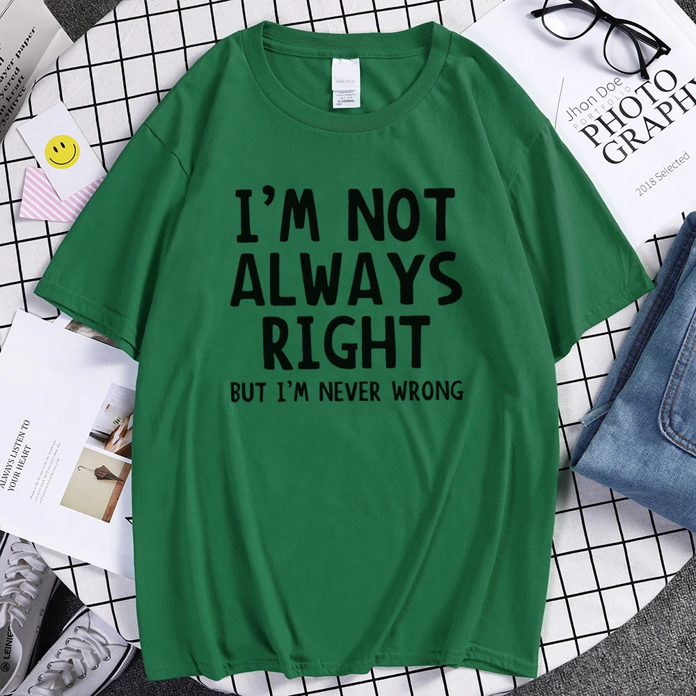 Мужская футболка с принтом I'm NOT ALWAYS RIGHT перекрещивающимся верхом из Джерси