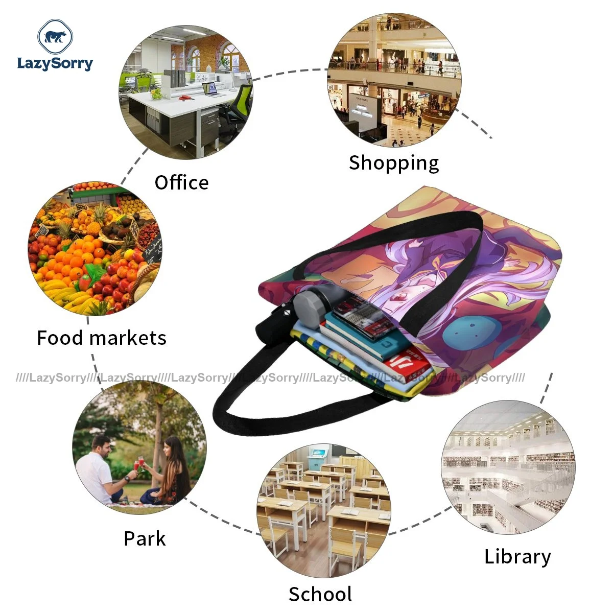 

No Game No Life Shopping Bag Office Female Handbag Gifts Stylish Polyester Bags