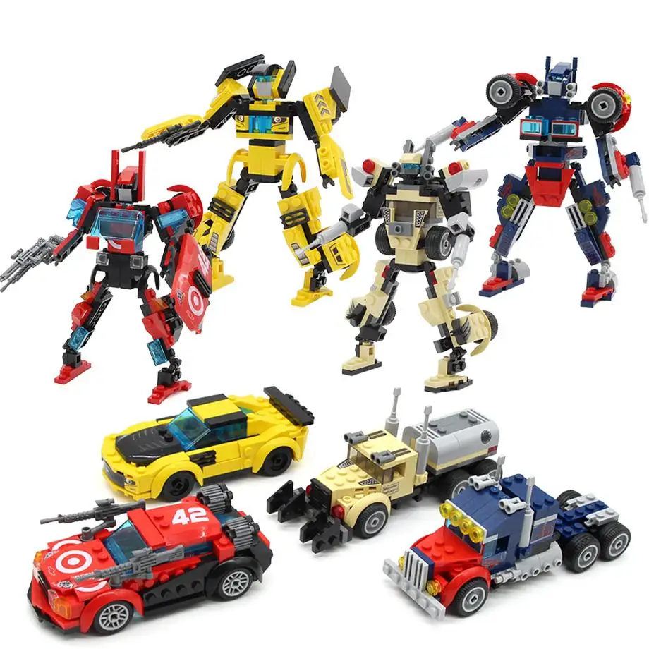 Трансформер Robotcar превращается в робот создатель строительные блоки мини кирпичи