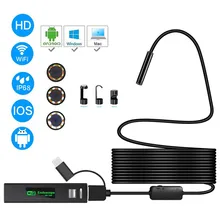 8mm Endoscope Camera 1200p Wifi Drain Pipe Engine Inspection Camera Wireless 3 in 1 Borescope for Android Phone TypeC Smartphone