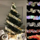 Украшения для новогодней елки, 50 светодиодный, 5 м, двухслойные сказочные гирлянды, Рождественская лента, банты, рождественские украшения для домашнего декора