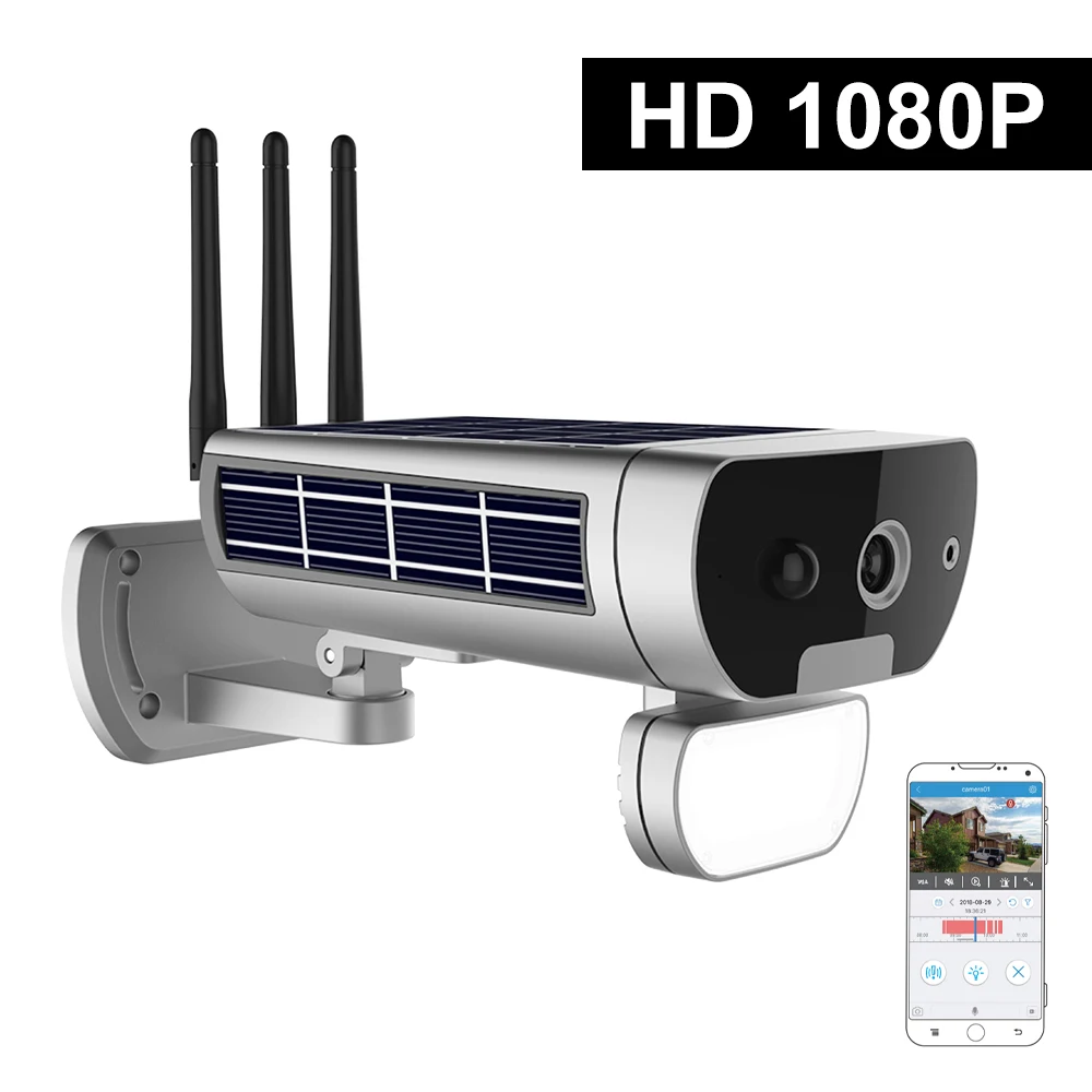 

IP Wireless Camera HD 1080P WiFi Solar&Battery Power Bullet PIR Motion Detection Waterproof Thunderproof Outdoor Security Camera