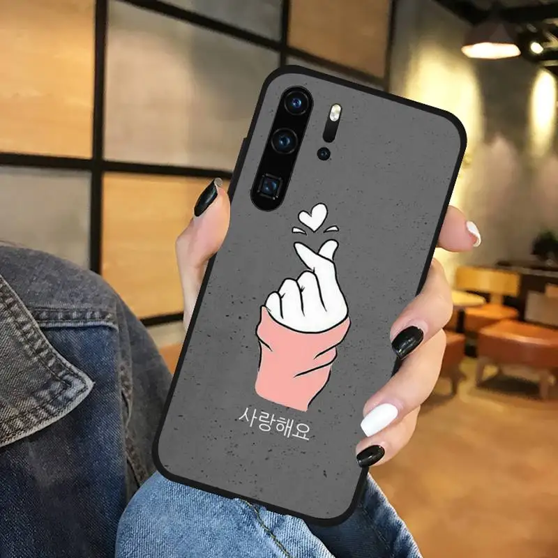 

Korean Finger Heart Love Phone Case For Huawei P9 P10 P20 P30 Pro Lite smart Mate 10 Lite 20 Y5 Y6 Y7 2018 2019