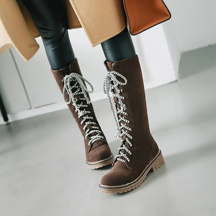 Oversized 11 12 thigh high boots knee over the women ladies Cross binding with suede | Обувь