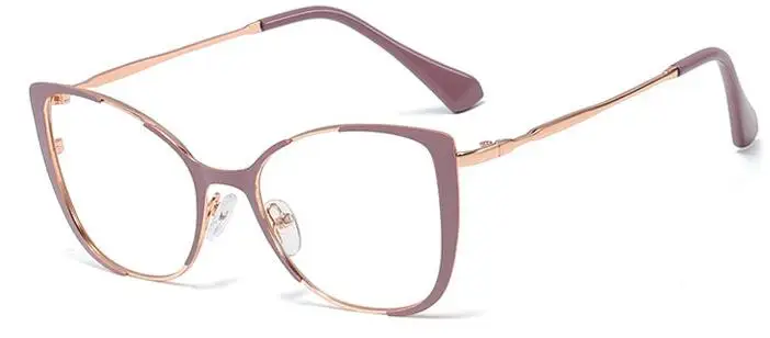 puple clear lens Новые красные кошачьи очки Оптическая оправа из металла прозрачные линзы очки без рецепта винтажные женские очки хипстерские очки - Цвет оправы: puple clear lens