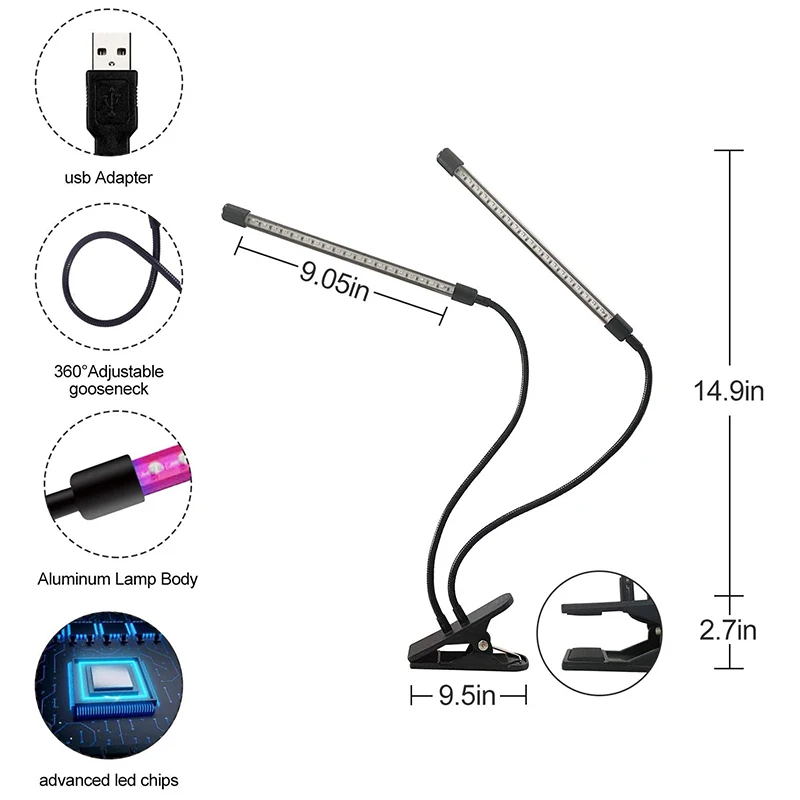 

HOT-Grow Light, LED Grow Light, with Full-Spectrum Plant Light, Suitable for Indoor Plants, 3/9/12H Timer, 3 Switch Modes