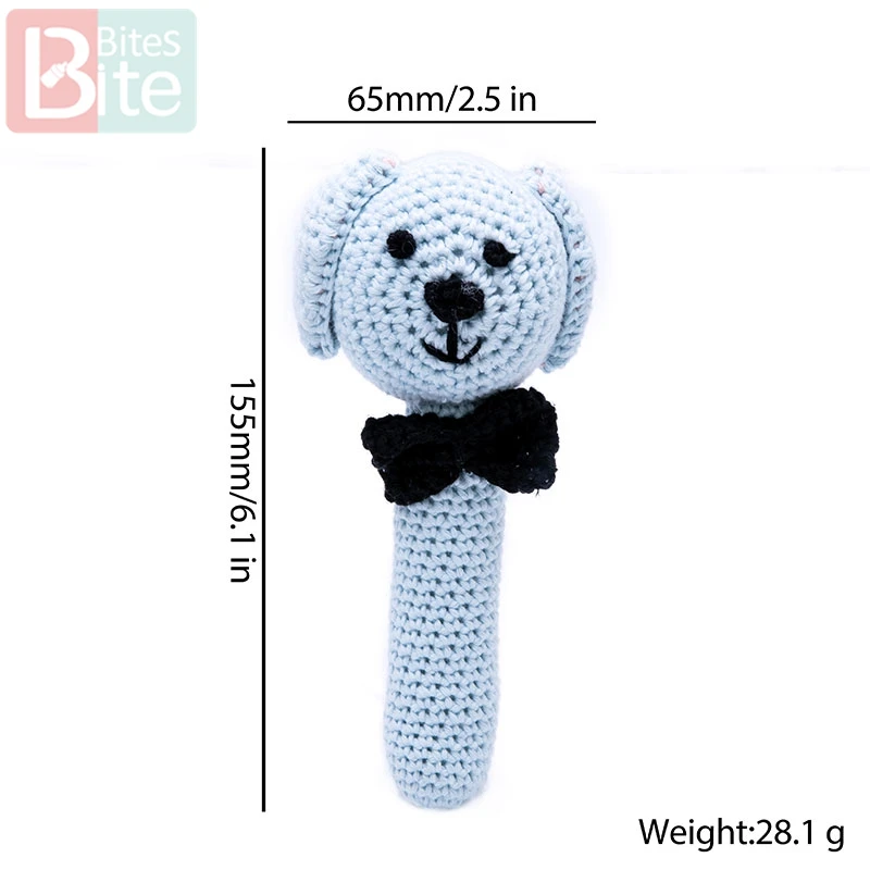 Dog With Bow 1 шт. детская погремушка-погремушка с животными, вязанные крючком деревянные кольца, погремушка, поделки своими руками, погремушка для прорезывания зубов, амигуруми для детской кроватки, подвесная игрушка - Цвет: Dog With Bow