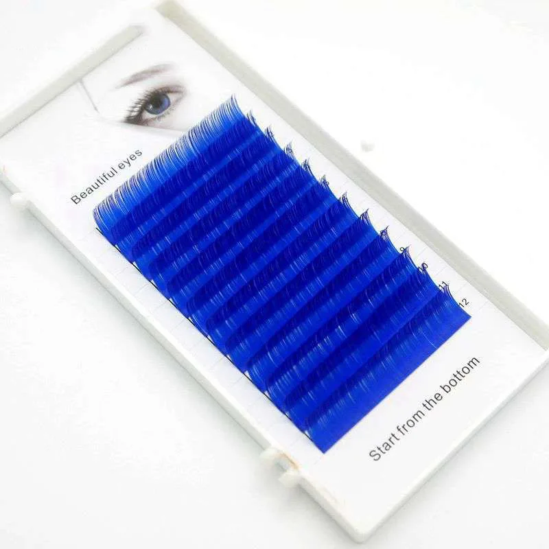 Sapphire blue C/D curl 0,07/0,1 мм 8/15 мм Ложные ресницы синий цвет ресницы индивидуальные цветные ресницы искусственной объем ресниц для наращивания - Цвет: Sapphire blue