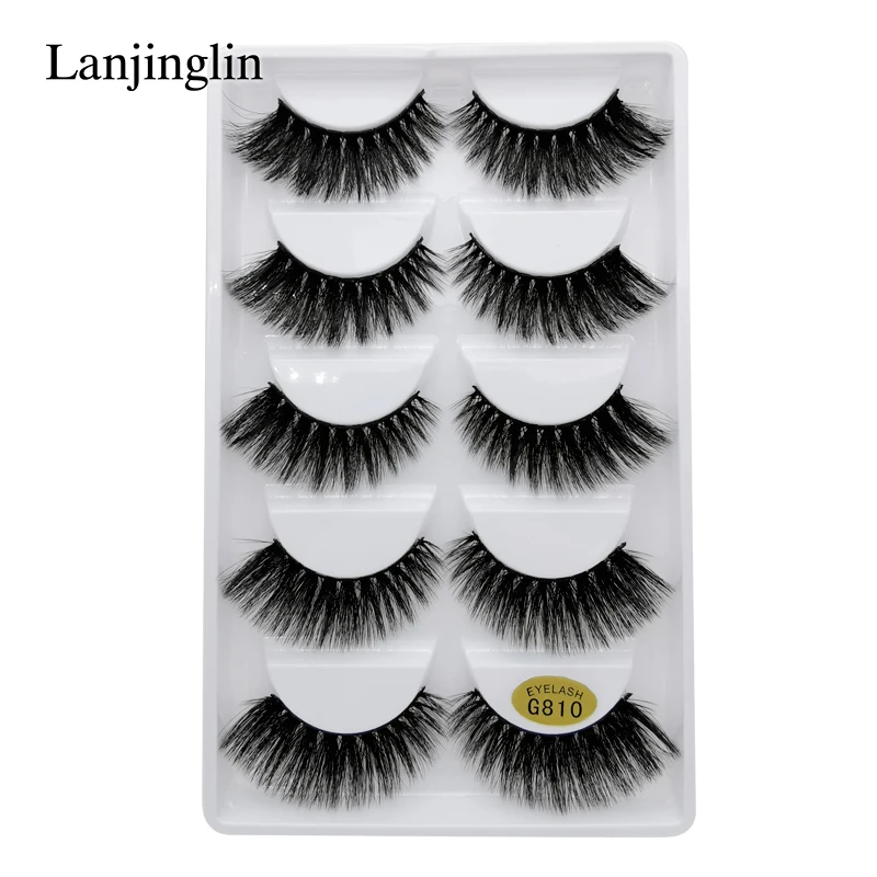 LANJINGLIN 10 коробок/партия норковые ресницы натуральные длинные накладные 100% ручная