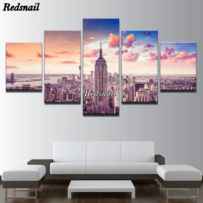 Diy Алмазная картина 5D полная мозаика вышивка Настенная живопись 5 шт. закат Нью