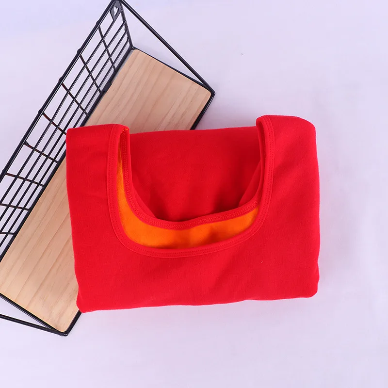 red U-neck tops Осень Зима плюс бархатная футболка с длинным рукавом Женская Толстая теплая хлопковая Футболка женская Повседневная футболка Femme тонкие женские топы C5934 - Цвет: red U-neck tops