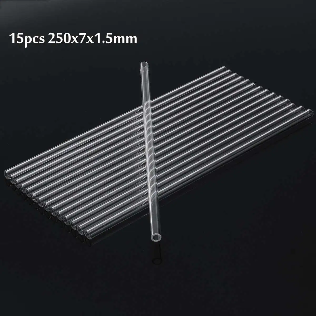 15 шт 250x7x1,5 мм стеновые боросиликатные стеклянные пробки смесителя штанги для домашнего школьного завода лаборатория химический эксперимент инструменты