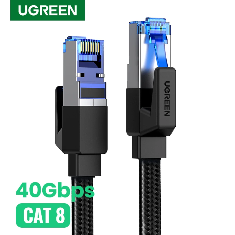 

UGREEN Ethernet Cable CAT8 40Gbps Cotton Braided Network Lan Cord for Modem Laptops PS 4 Router 10m 20m RJ45 Cable Ethernet