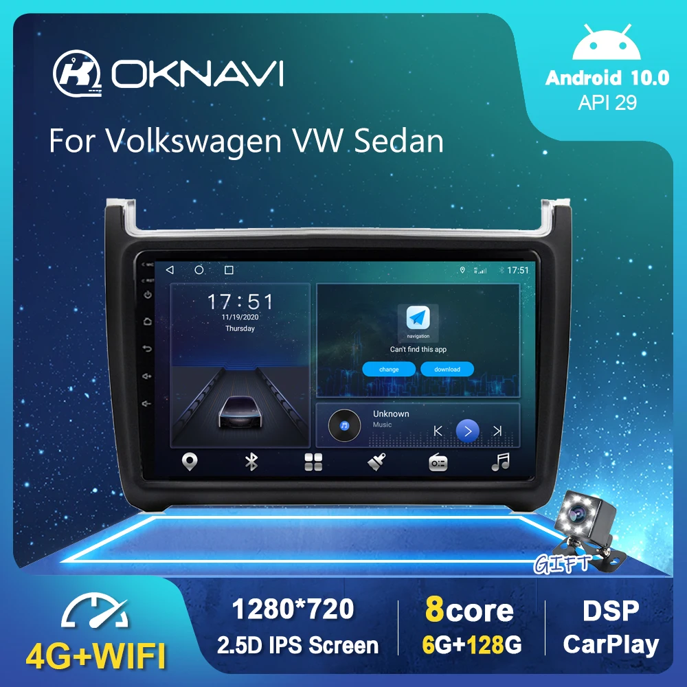 

4G WIFI Car Radio For Volkswagen Sedan 2008-2015 Multimedia Video Player Android 10.0 BT DSP Rear View Camera 6G 128G 9" No DVD