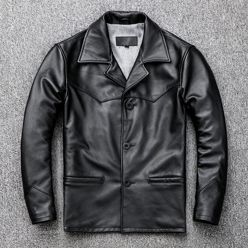 Новая Натуральная мужская куртка 2020 длинный приталенный костюм с отложным