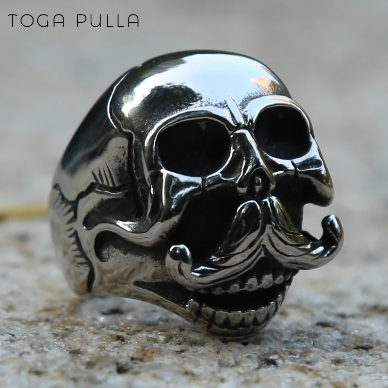 Крутые мужские кольца с бородатыми усами Лысой головкой и черепом мотор из