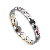 stainless steel leaf energy bracelet bangle for men women healthcare anion heart shaped steel quantum bracelet