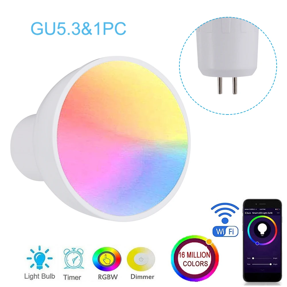 Wifi умный светодиодный светильник лампа GU10/GU5.3/E27 приложение дистанционное управление переключатель с регулируемой яркостью совместимый для Amazon Alexa/Google Assistant