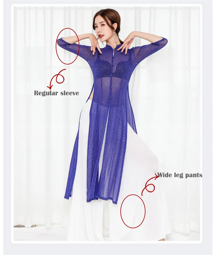 2019 Adult Lady women Belly Dance Costume Oriental bellydance Practice 2pcs set Long top+ Wide leg Pants Bellydancing Wear | Тематическая