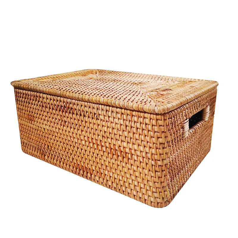 

Laundry Basket Rattan Woven Storage Handmade Brown Large Capacity Portable Clothing Storage Box Indoor Household Items C514