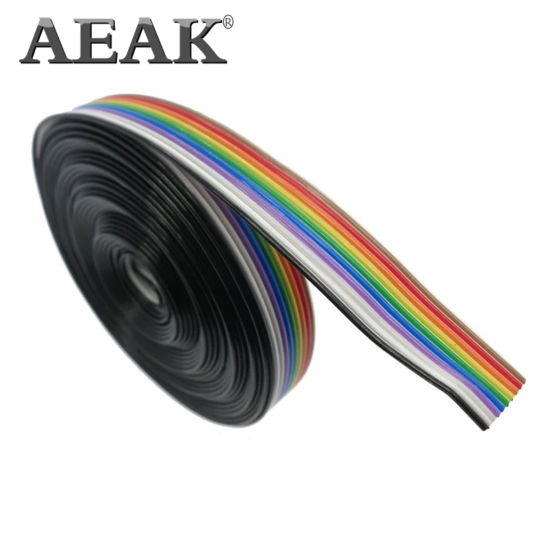 AEAK 1 метр 27 мм расстояние Pitch10 WAY 10P плоский цветной Радужный ленточный кабель