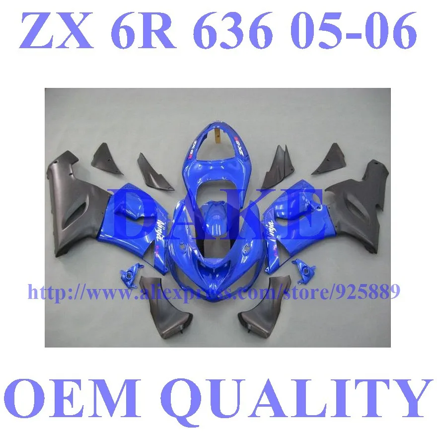

Blue Black Fairing Kit For NINJA ZX 6R 636 05 06 ZX-6R DAKE ZX6R 2005 2006 ZX 6R 05 06 Fairings Zih1