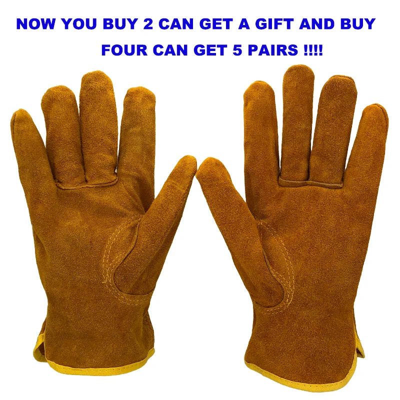 Для мужчин безопасности рабочие перчатки теплые кожаные сварки Защитные сад