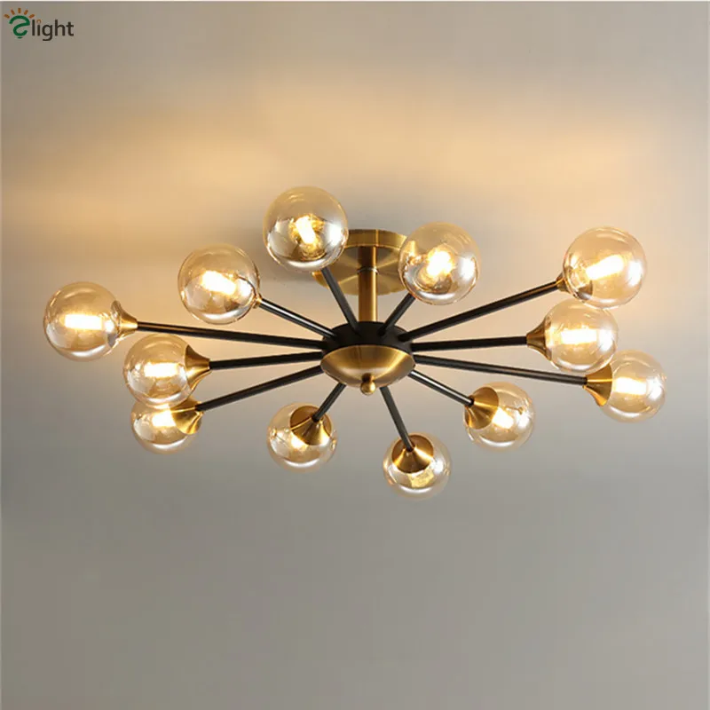 

Nordic Gray / Amber Glass Shades G9 Led Ceiling Lights Lustre Metal Luminarias Lighting Bedroom Indoor Lighting Ceiling Lamp