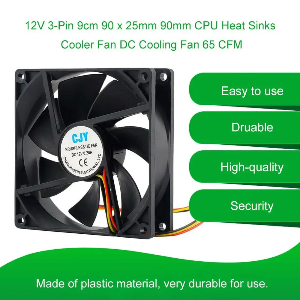 

CPU Heat Sinks Cooler Fan CPU DC Cooler Fan 3-Pin 9cm 90 x 25mm 90mm CPU Heat Cooling Fan High Quality Fast Free
