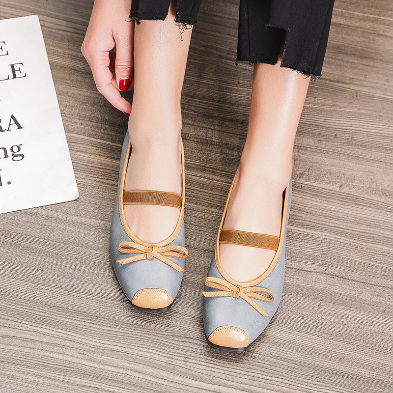 

2021 Fastion Summer Sweet Flats Shoes Footwear Woman Mori Girl Style Mary Janes Shoes Retro Black Yellow Shoes