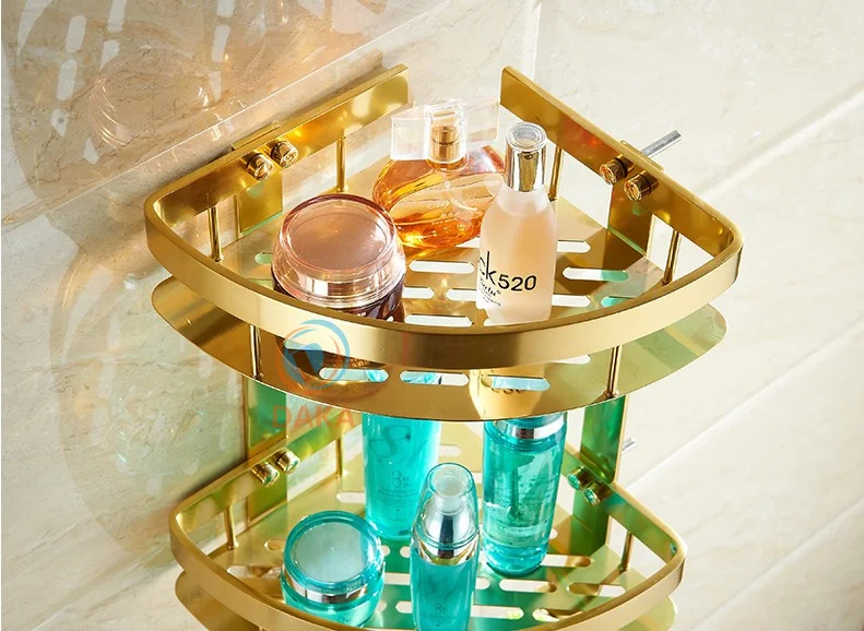 Аксессуары для ванной комнаты Модный золотой дизайн полка хранения шампуня и