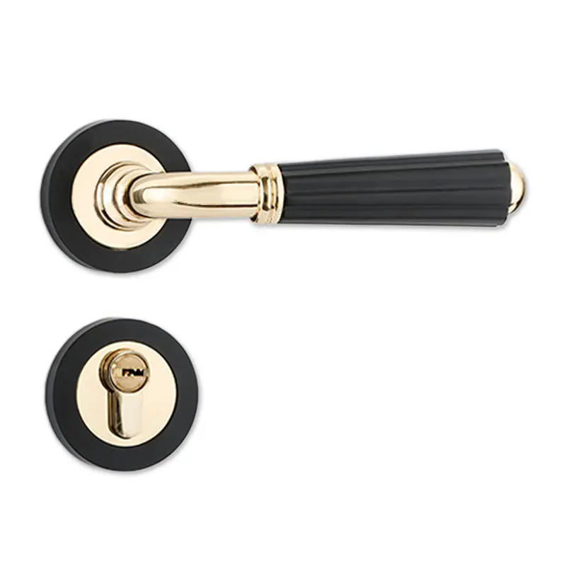 

Zinc alloy door lock bedroom lock simple solid wood door handle lock American black mute split lock