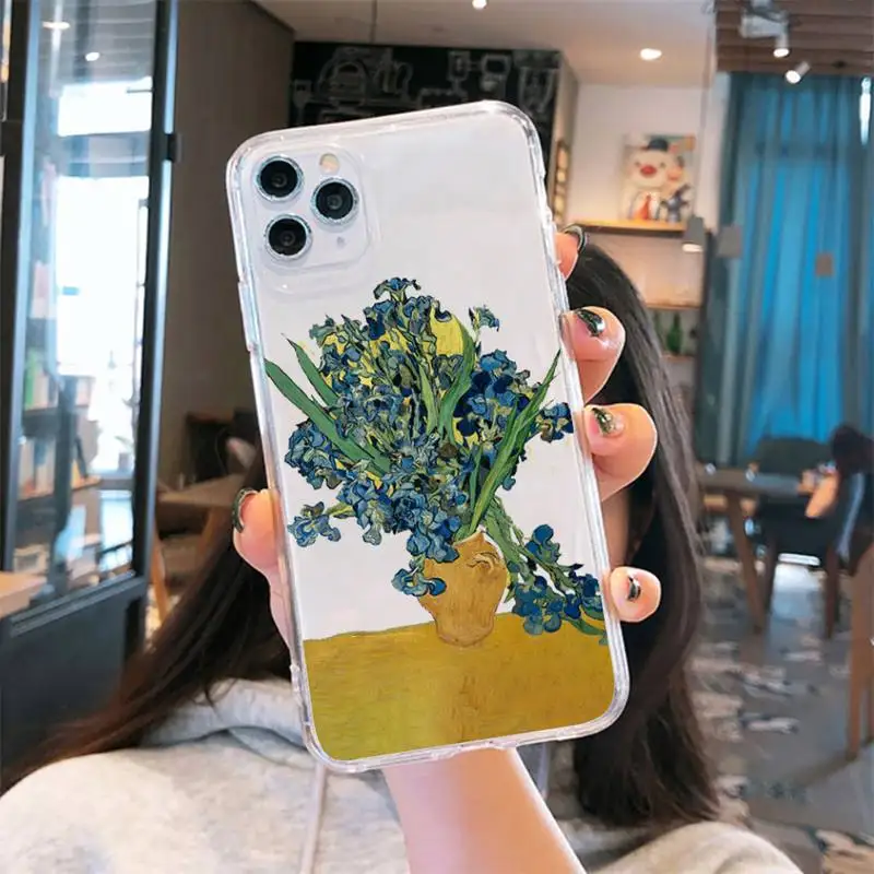 

Van Gogh Starry Night Phone Case Transparent soft For iphone 5 6 7 8 11 12 s c se plus mini x xs xr pro max cover shell funda