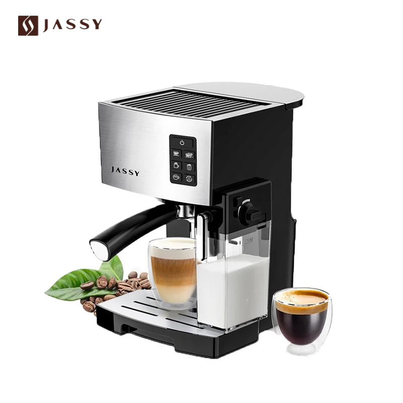Кофемашина JASSY 19 бар Эспрессо Cafetera JS-100 в одно касание Кофеварка с автоматической системой вспенивания молока для капучино - изображение