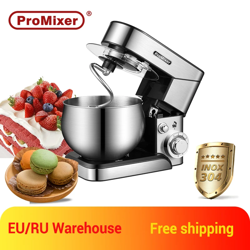 Миксер ProMixer M5, вертикальный, 5 литров, планетарный, блендер, нержавеющая сталь INOX, кухонный робот, миксер, тесто для тортов, хлеба - изображение