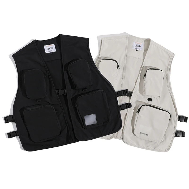 UNCLEDONJM хип-хоп безрукавки жилет карго с карманом сзади глаз-Сращивание военная