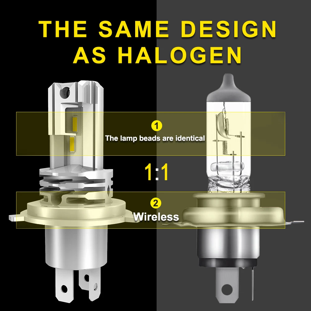 2pcs Mini H4 Led H11 H8 HB3 9005 9006 HB4 Canbus Car Headlight For Toyota Sienna Yaris 2007 FJ T100 Cruiser MR2 Spyder 6500K - купить по