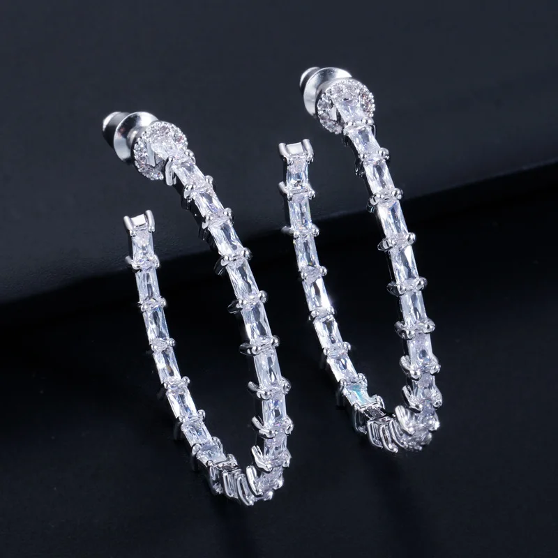 

Fashionable And Creative Bamboo Earrings High Quality Crystal S925 Silver Needle Earrings for women jewelry
