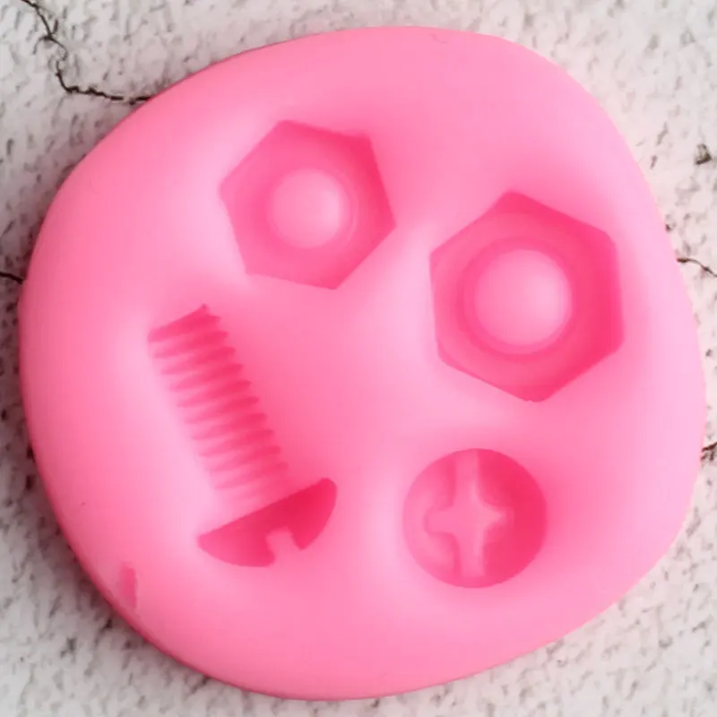 3D Screw Nut Silicone Mold Industrial Steampunk Hardware Fondant Molds DIY Cake Decorating Tools Clay Candy Chocolate Moulds