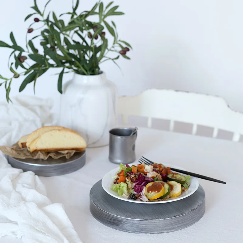 Серебряный Золотой железный лоток винтажная круглая тарелка для фруктового