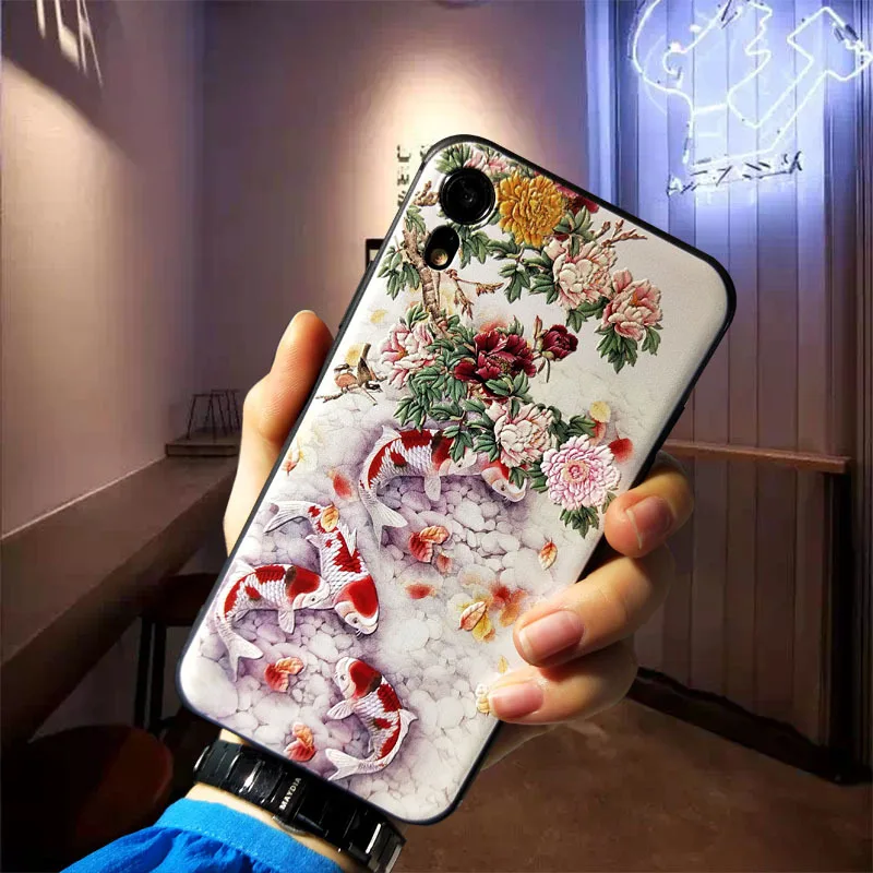 Чехол для iPhone 11 Pro Max XS XR X 8 7 Plus 6 6S рельефный мягкий чехол с объемным рисунком карпа