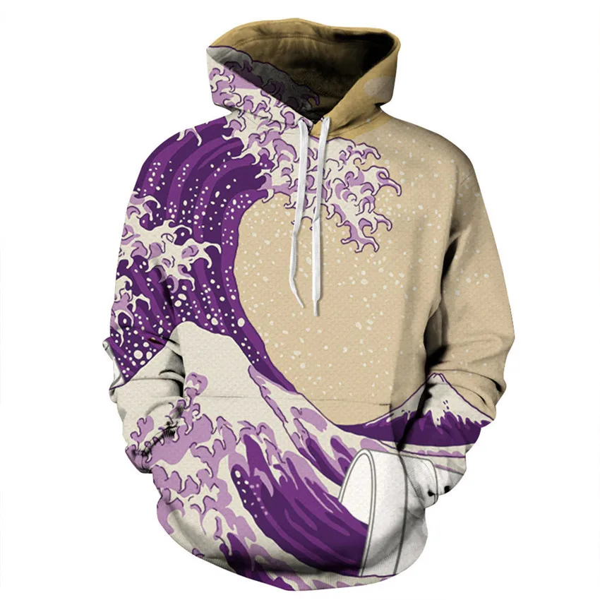 

3d Print 2019 Spring fashion harajuku Hoodies Men/Women Hooded Sweatshirts Sea Waves Unisex Thin casual Pullovers Tracksuits