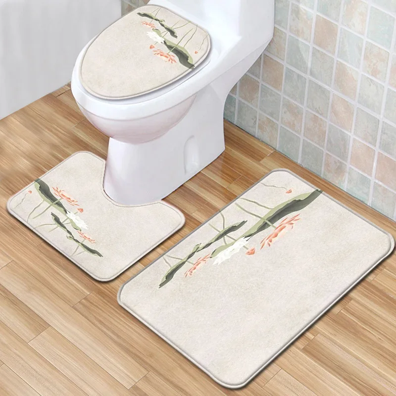 Zeegle 3pcs Bathroom Mat Set Shower Room Absorption Foot Toilet Floor Rug Carpet Flannel Bath Seat Cover | Дом и сад