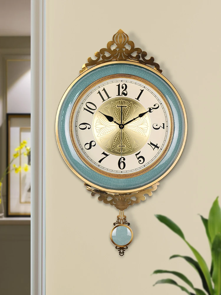 Большие металлические настенные часы винтажные керамические 3d маятниковые для